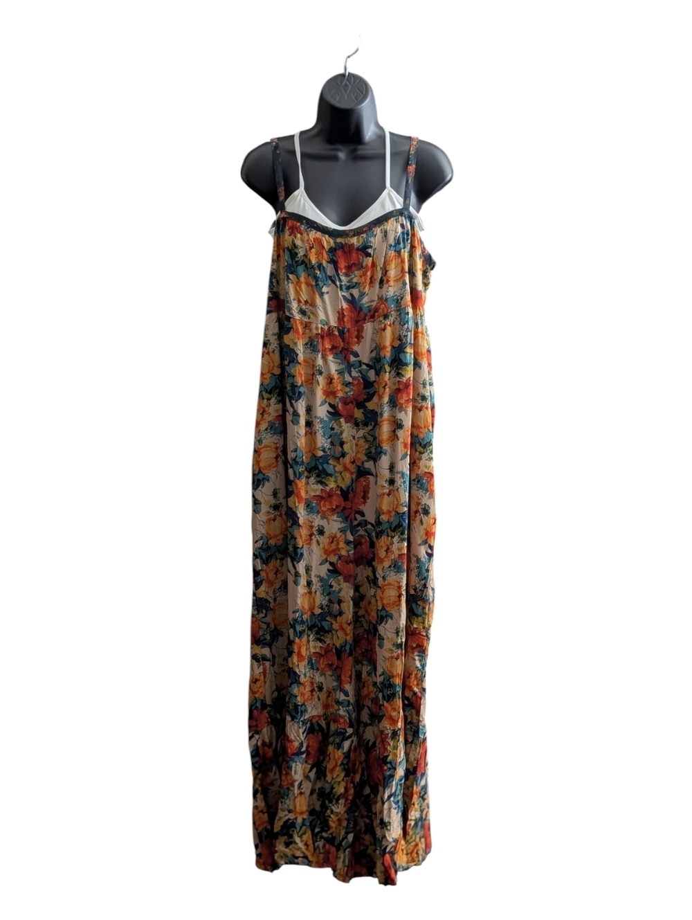 🆕 Women's SIZE Large Natural Life Wide Leg Floral Jumpsuit With Pockets